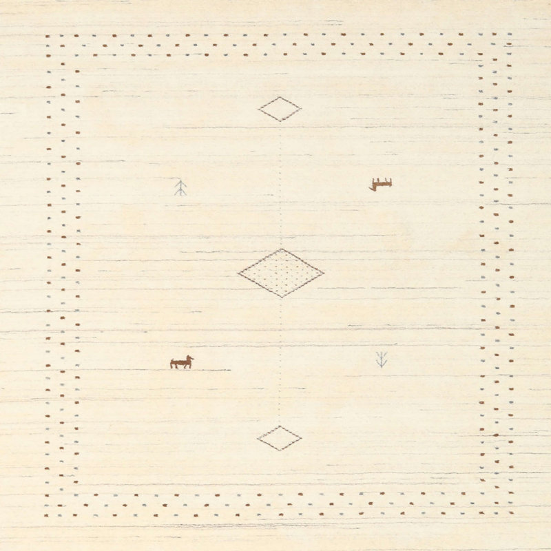 Tapis abstrait beige, Carré 8 pi
