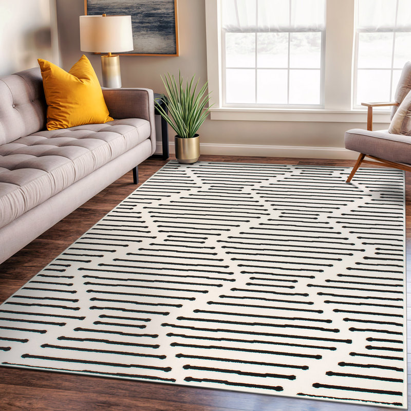 Markeem Machine Woven Geometric Stripe Area Rug , Rectangle 7'10" x 10'