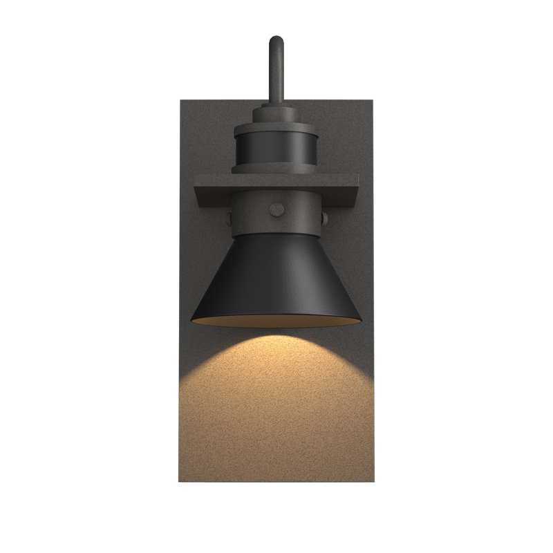 Luminaire de grange d'extérieur à 1 ampoule Erlenmeyer, Noir bord de mer, Fer naturel