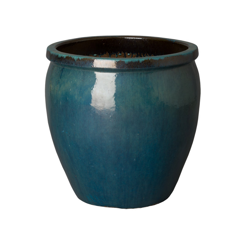 Pot à fleurs en argile Kénédy, Bleu sarcelle, H 19 po x l 19 po x P 19 po
