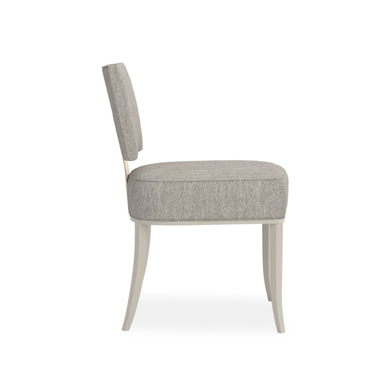 Reserved Seating Upholstered Dining Chair, Gray, Pearl/Gold