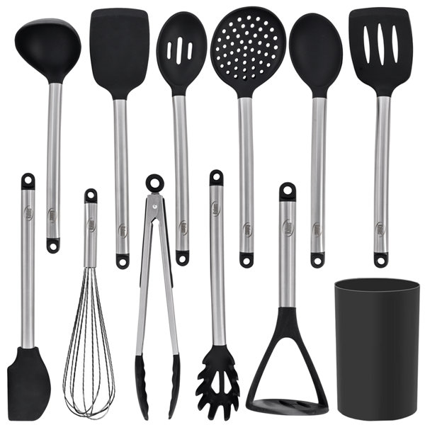 Kaluns 12 Piece Stainless Steel And Silicone Kitchen Utensils Set ...