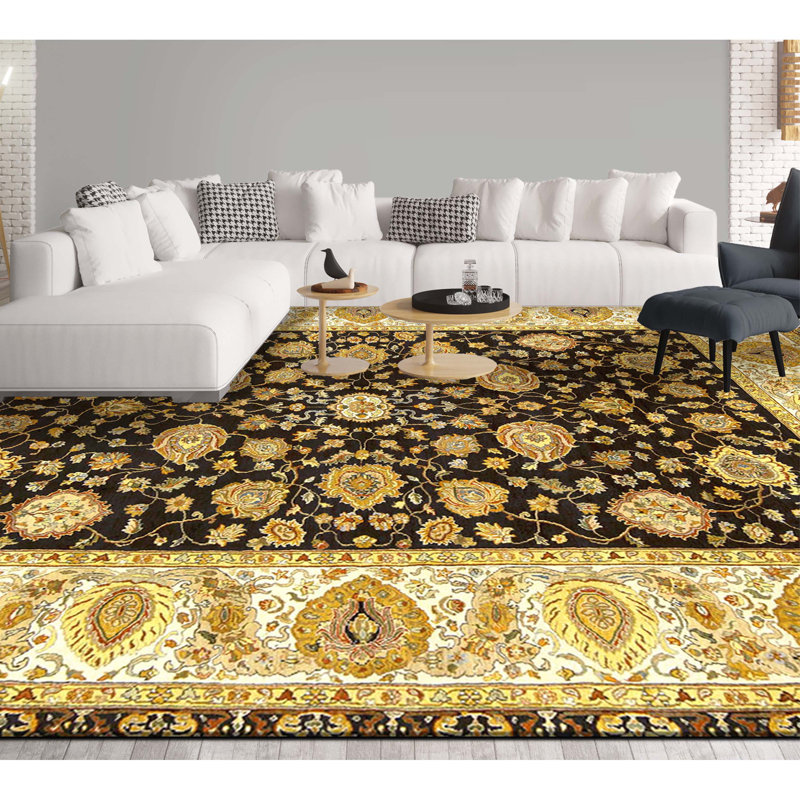 Tapis rectangulaire en laine noué à la main