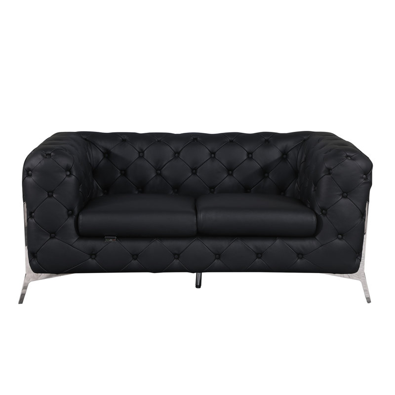 Causeuse 100% cuir italien, Noir