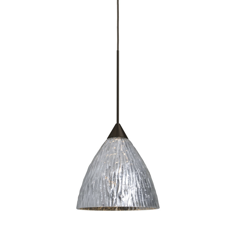 Luminaire suspendu à 1 lumière Abbie-James, Bronze, Argent pierre, Incandescent