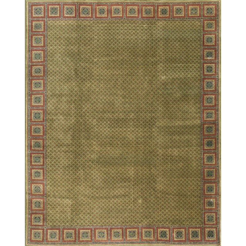 Tapis vert en laine rétro Vintage
