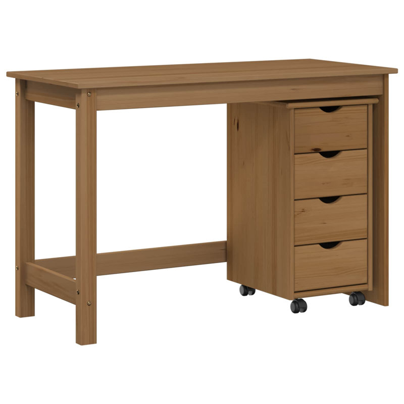 Solid Wood Writing Desk, Honey Brown