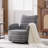 360° Swivel Leisure Chair Fabric Striped Armrest Swivel Chair With Sand-Rimmed Fabric And Metal Bracket-1948947894