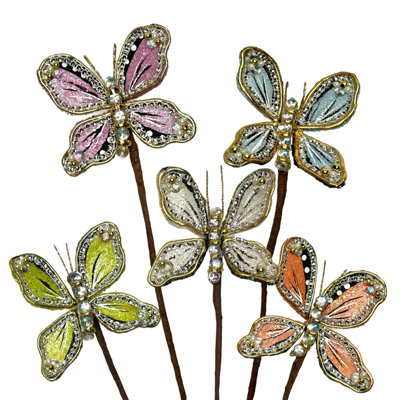 Jeweled Butterly Stem 4"