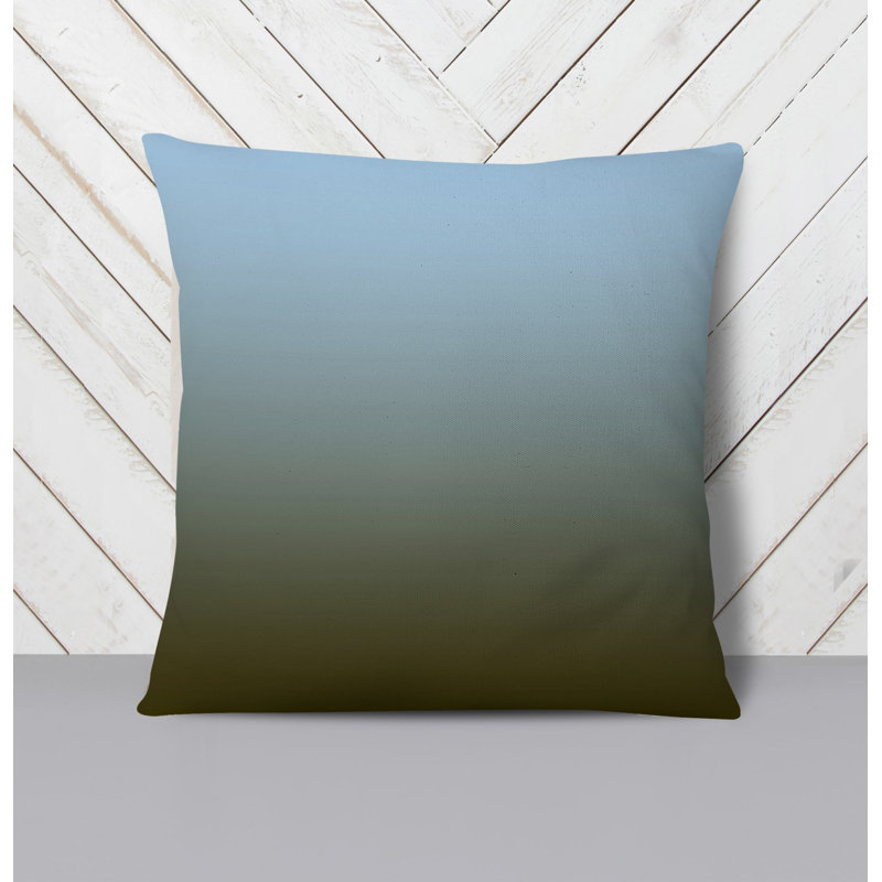 Throw Pillow With Insert, Blue/Green Ombre 5, 18"H x 18"W