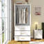 Armoire penderie 2 portes, garde-robe avec tiroirs