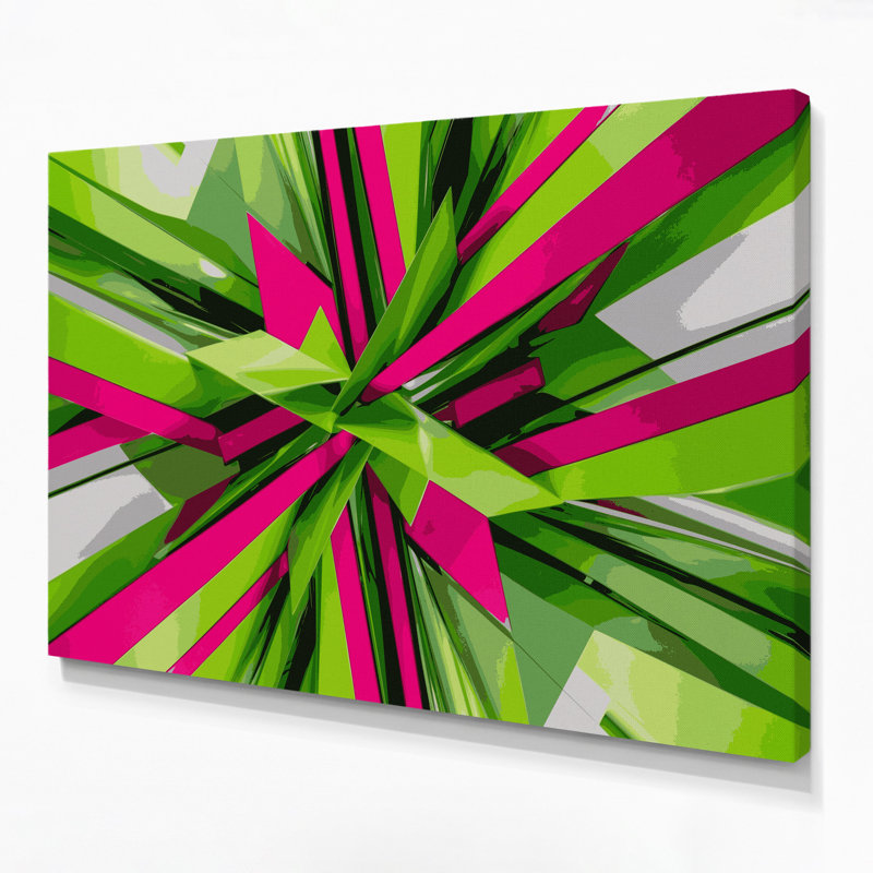 «Geometric Abstraction 45», art mural sur toile verte, H 12 po x l 18 po