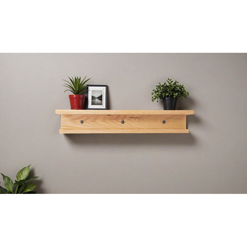 Rayne 3 Piece Oak Shelves With Hooks, 5.75" H x 36" W x 5" D