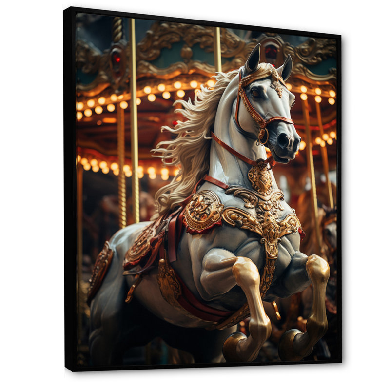 Xanda Carousel Carousel Carousel, reproduction d'art sur toile, H 32 po x l 16 po x P 1 po, Cadre flottant noir