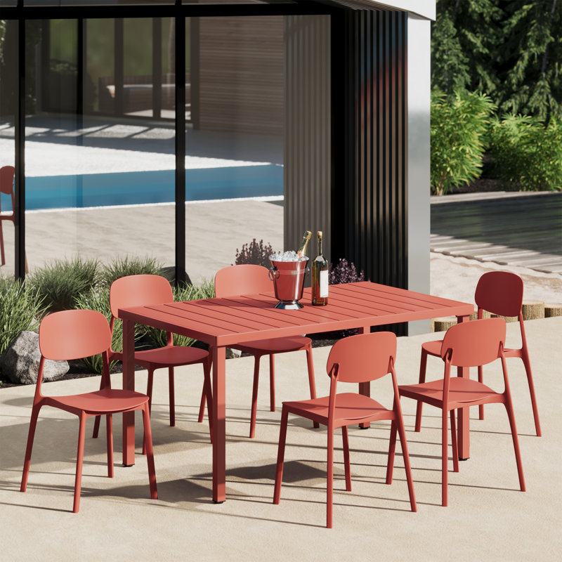 Ensemble de salle à manger rectangulaire pour 6 personnes, Rouge