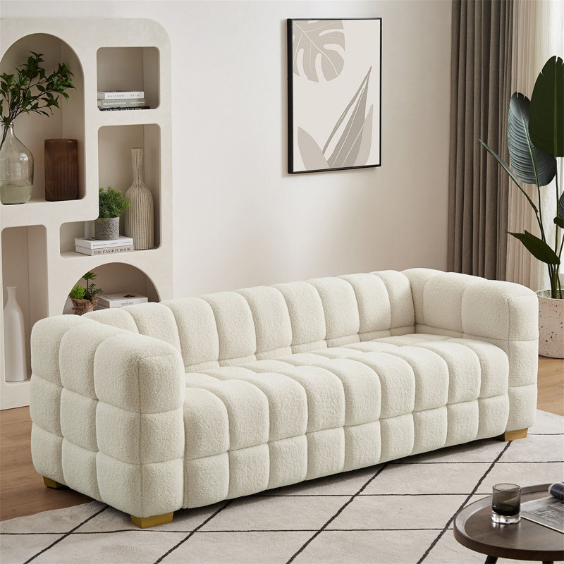 Clintondale 3 Seater Boucle Loveseat, White