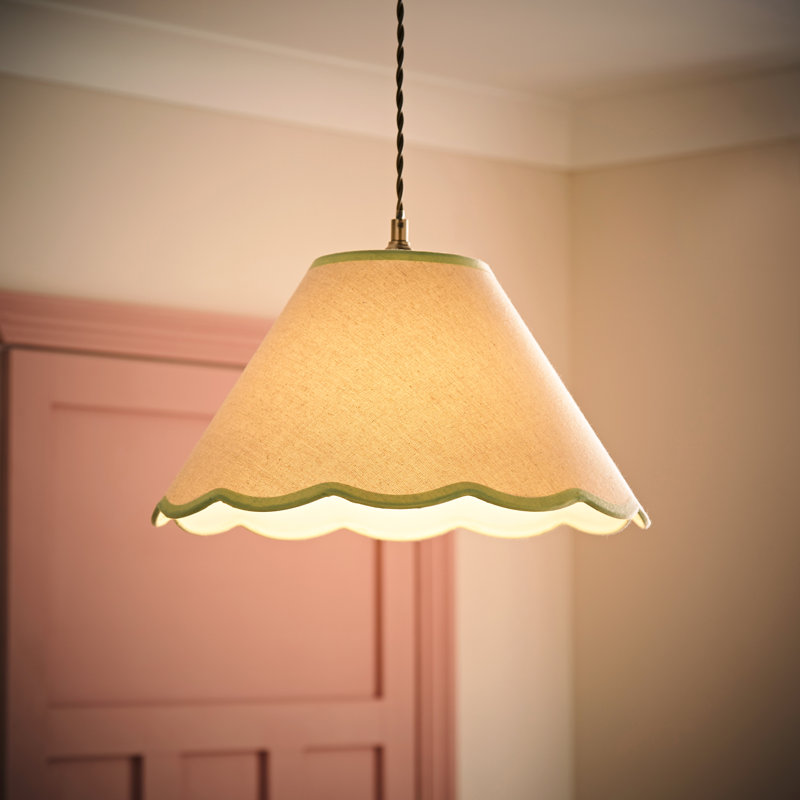 Florie Novelty Lamp Shade ( Clip On ), Cream/Green, 22cm H x 41cm W x 41cm D