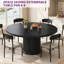 Table de salle à manger extensible ronde de 47 à 63 po pour 4 à 8 personnes, base piédestal avec tablette de rangement à 2 niveaux anti-poussière, table de salle à manger en bois peu encombrante-1016322801