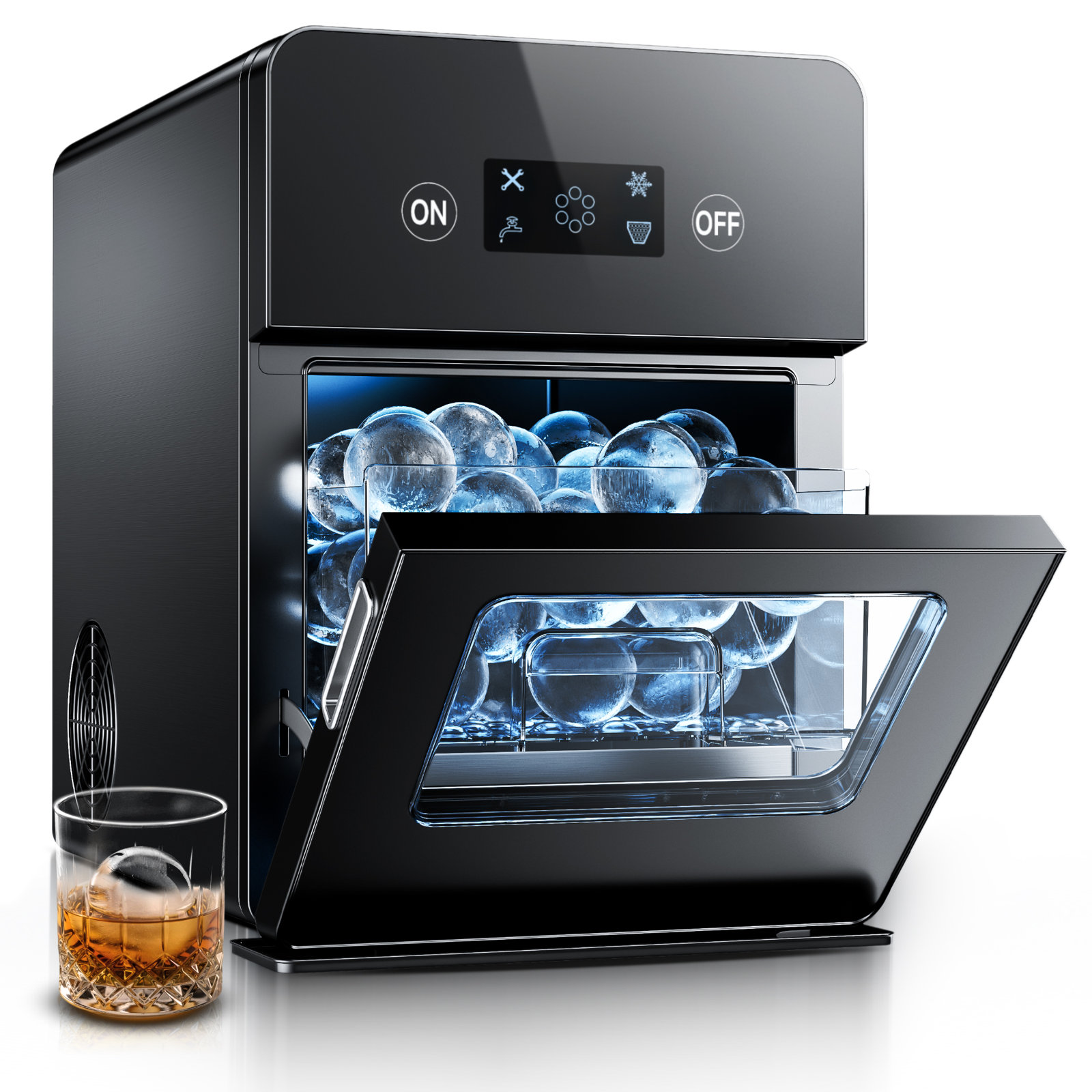 Euhomy Countertop Ice Ball Maker Machine, Sphere Ice Maker, 96 Pcs/24h, Black,Touch Screen | Fridge.com