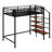 Twin Size Metal Loft Bed – Upper Grid Storage Shelf & Lateral Storage Ladder-707136156