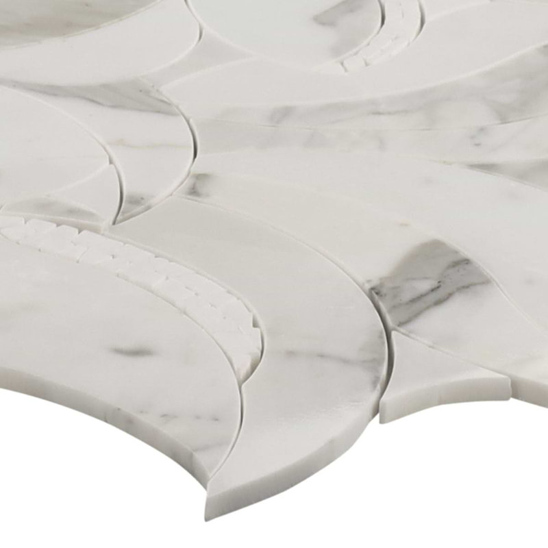Raina Polished Waterject Marble Mosaic Tile, Calacatta Gold