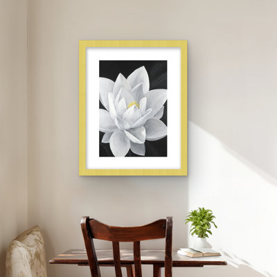 Overhead View of a Lotus Flower - Black Framed Matted Print