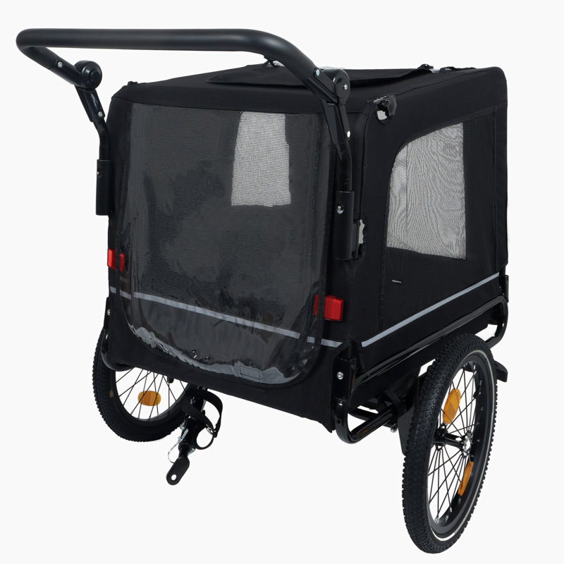 Très grand vélo-poussoir 2 en 1 et chariot poussoir pour animaux de compagnie, Noir