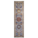 Hand Knotted Wool Area Rug in Silver And Sea Green
