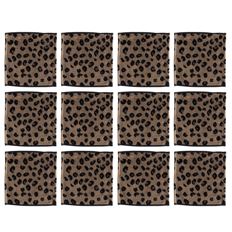 Essuie-mains en coton tissé avec motif léopard