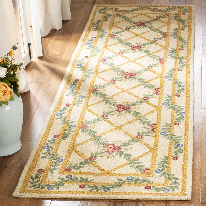 Kinchen Hand Hooked Wool Pile Southwestern Rug, Runner 2'6" x 12'