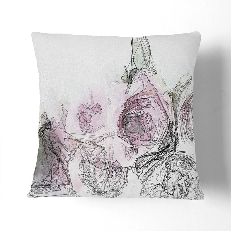 Floral Square Throw Cushion, 40cm H x 40cm W x 15cm D, Black