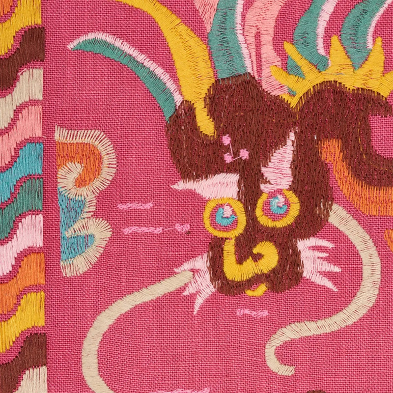 Tissu de broderie Lotan Dragon, Rose