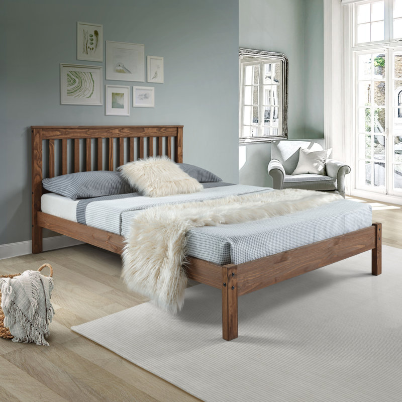 Wiete Solid Wood Slat Bed, Full / Double, Mahogany