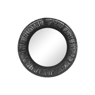 Esme Plastic Decorative Round Wall Mirror in Black in 2023