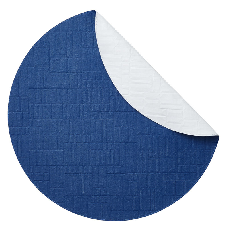 Chequer Vinyl Round Placemats, Cobalt Blue/White