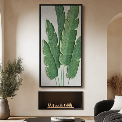 Tropical Green Banana Leaves Botanical Extra Large Pictures Framed Canvas Print Wall Art