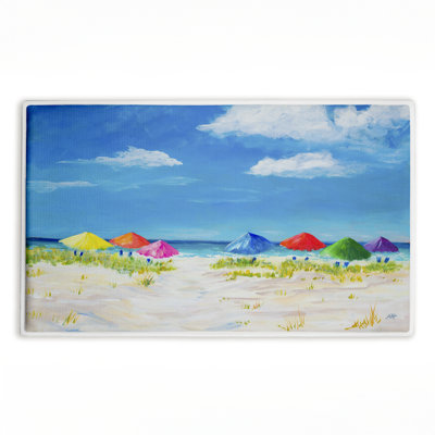 Day At The Beach Printed Plush Bathroom Floor Mat, design by Julie DeRice