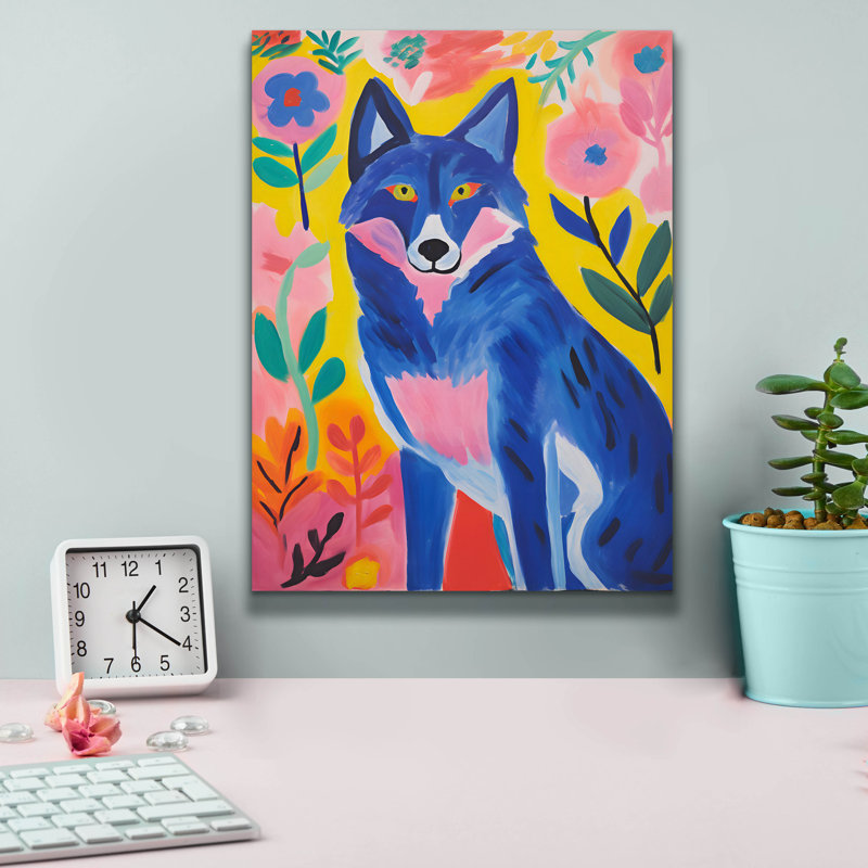 «The Blue Wolf» par Andreas Magnusson, art mural sur toile, H 16 po x l 12 po x P 0,75 po