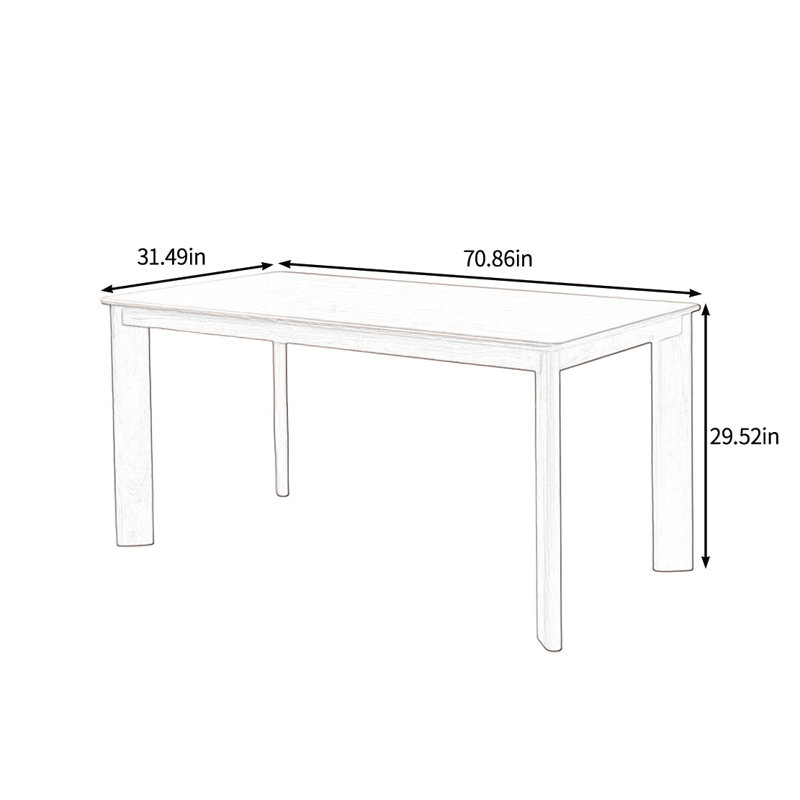 Solid wood dining table with solid weight, 29.52"H x 70.86"L x 31.49"W