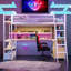 Lit mezzanine en métal avec poste de travail intégré