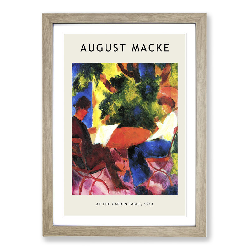 At the Garden Table by August Macke - Picture Frame Graphic Art, Oak Framed, 36cm H x 27cm W x 2cm D
