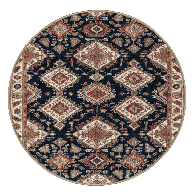 Tapis brun lavable à la machine, Rond 5 pi