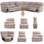 Ensemble de canapé modulaire inclinable 6 pièces en cuir de vache véritable avec haut-parleur Bluetooth-350039385