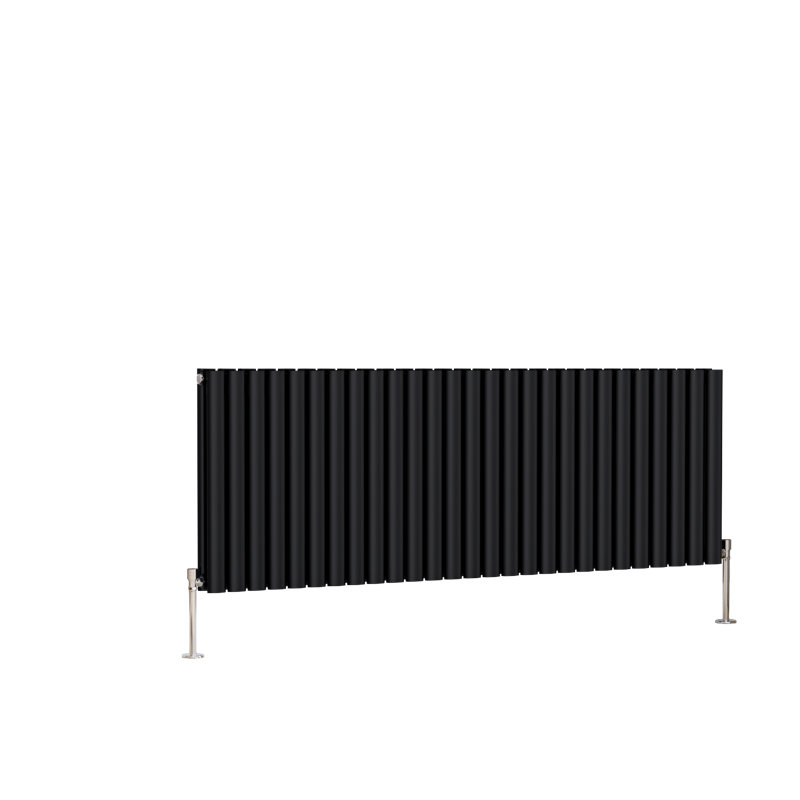 Shirly Horizontal Oval Panel Radiators, Normal Black, 60cm H x 159.3cm W, 2