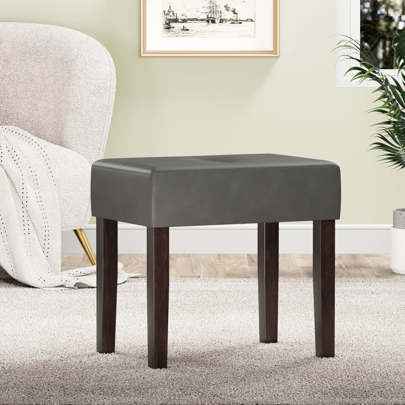 Tabouret de repose-pieds en cuir synthétique Norena, Cuir synthétique gris