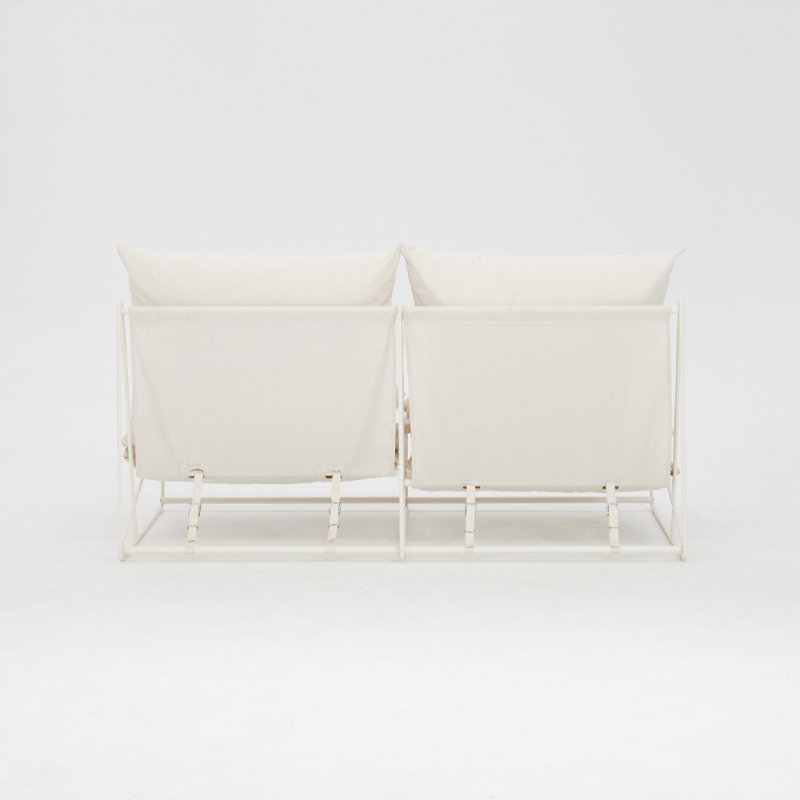 Dalvey 163.5cm Wide Rectangle Steel Loveseat with Cushions, White