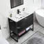 Ensemble de meuble-lavabo simple 36 po avec lavabo, robinet et structure en métal avec tablette ouverte Azai-100520614