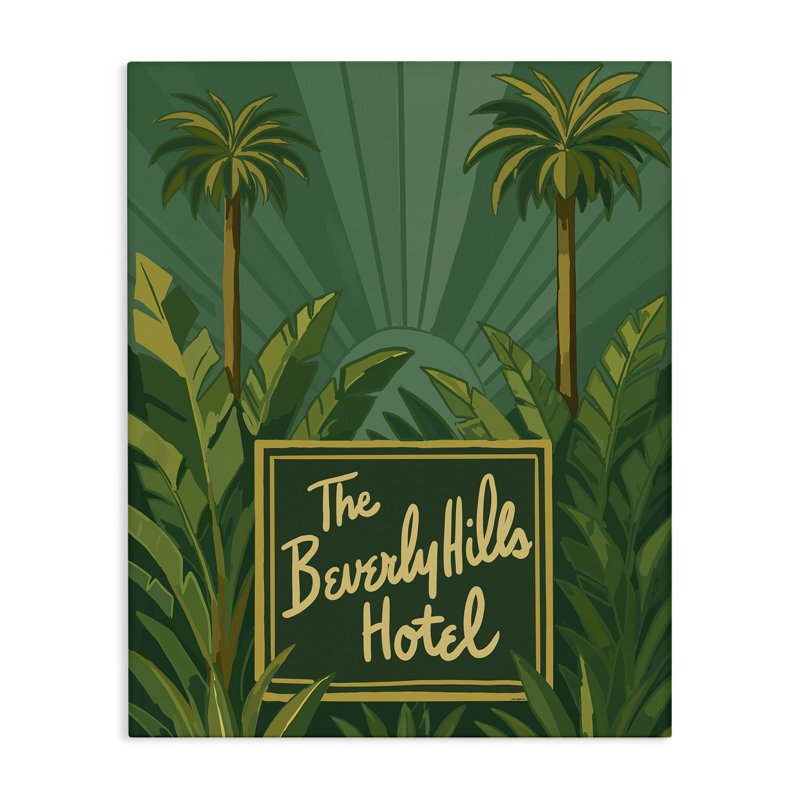 Toile rétro de Beverly Hills Hotel, design par Amelia Noyes, H 48 po x l 36 po