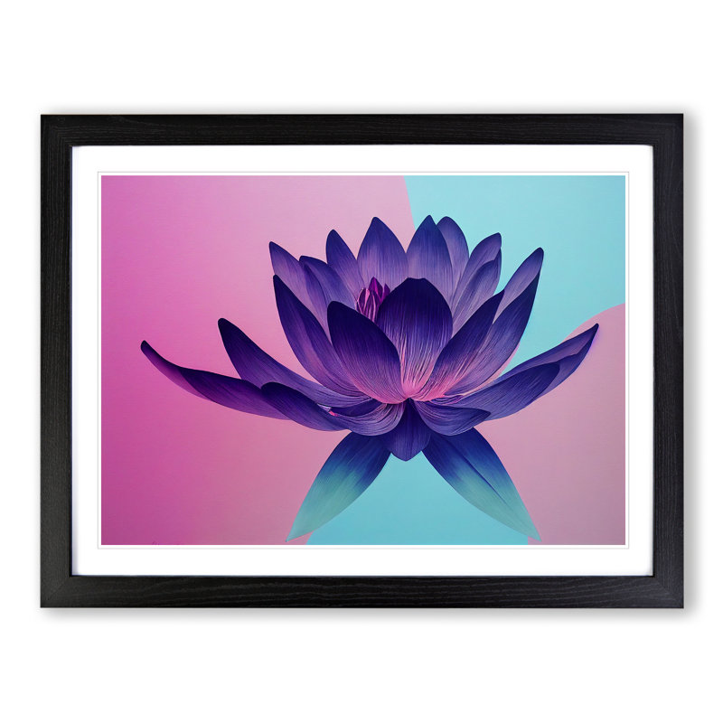 Classic Lotus Flower - Framed Print, Black, 25cm H x 34cm W x 2cm D