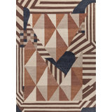 Nouvel Wool Geometric Area Rug in Silver/Brown/Tan/Ebony